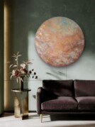 Originalt stort rundt maleri 120 cm titled Wings of Dreams af Linda Vestergaard